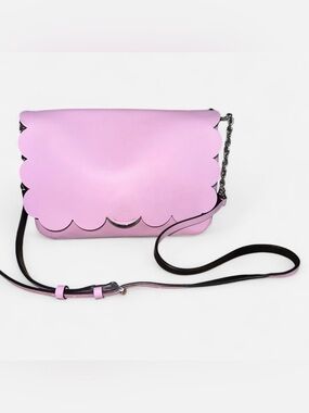 Kate Spade Scalloped Flap Crossbody in Lavender with Silver Chain